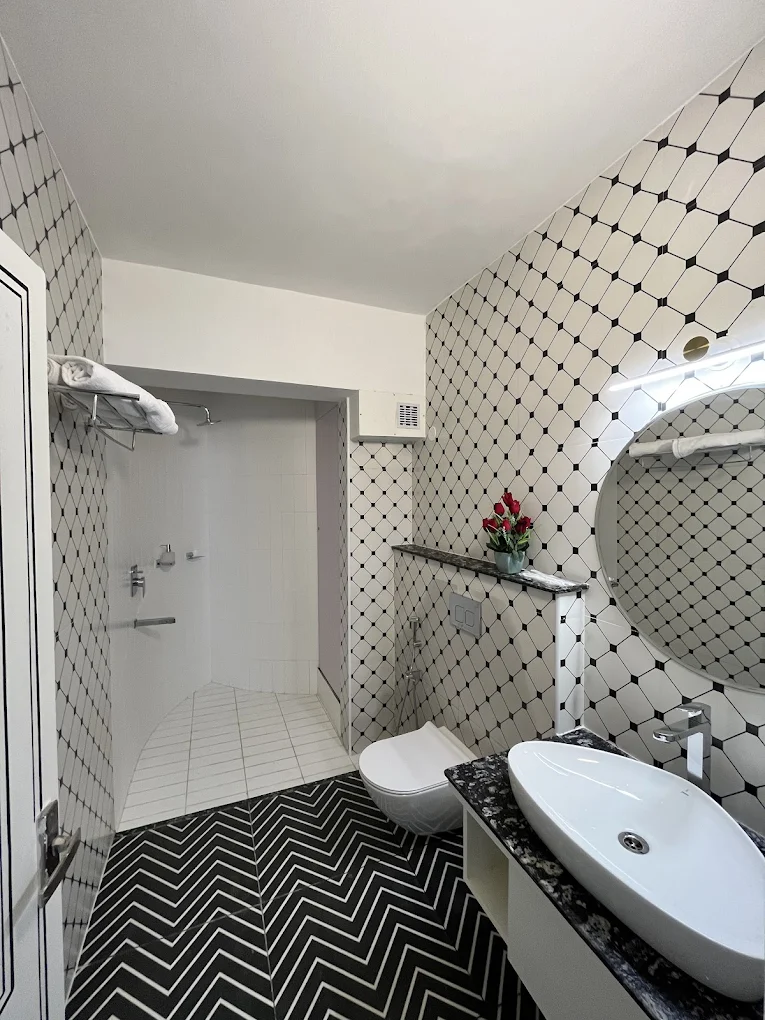 Bathroom with freestanding tub